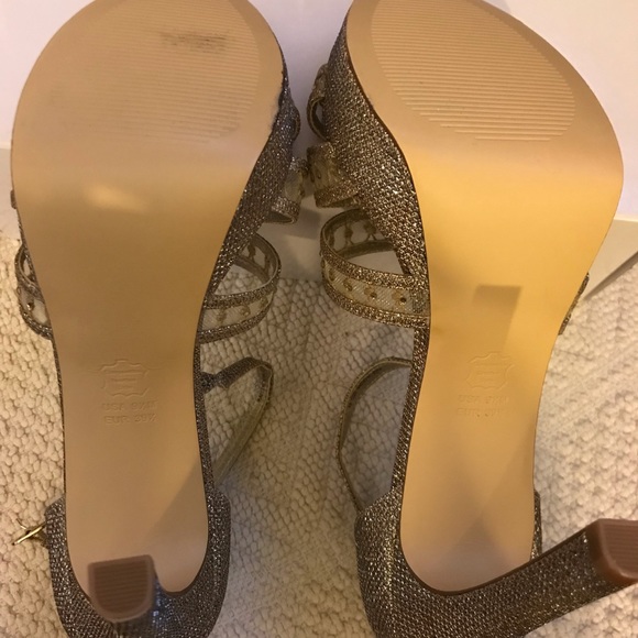 Gold Heeled Evening Sandals - Picture 5 of 6